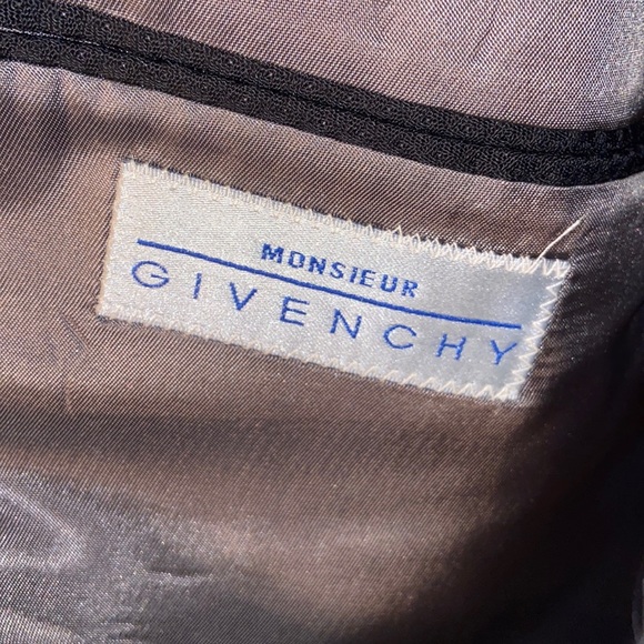 Monsieur by Givenchy 100% Worsted Wool Black Textured Suit Jacket Size 46L - Picture 4 of 9